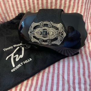 TIMMY WOODS BLACK LAQUER WOODEN EVENING BAG
